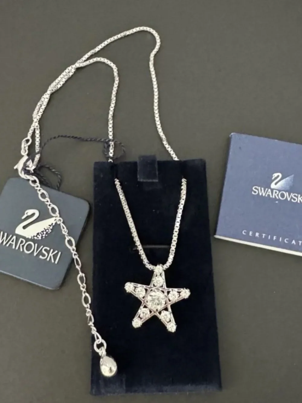 Swarovski Star Pendant Necklace Crystal Silver Tone Chain 2005 Jewelry 877534